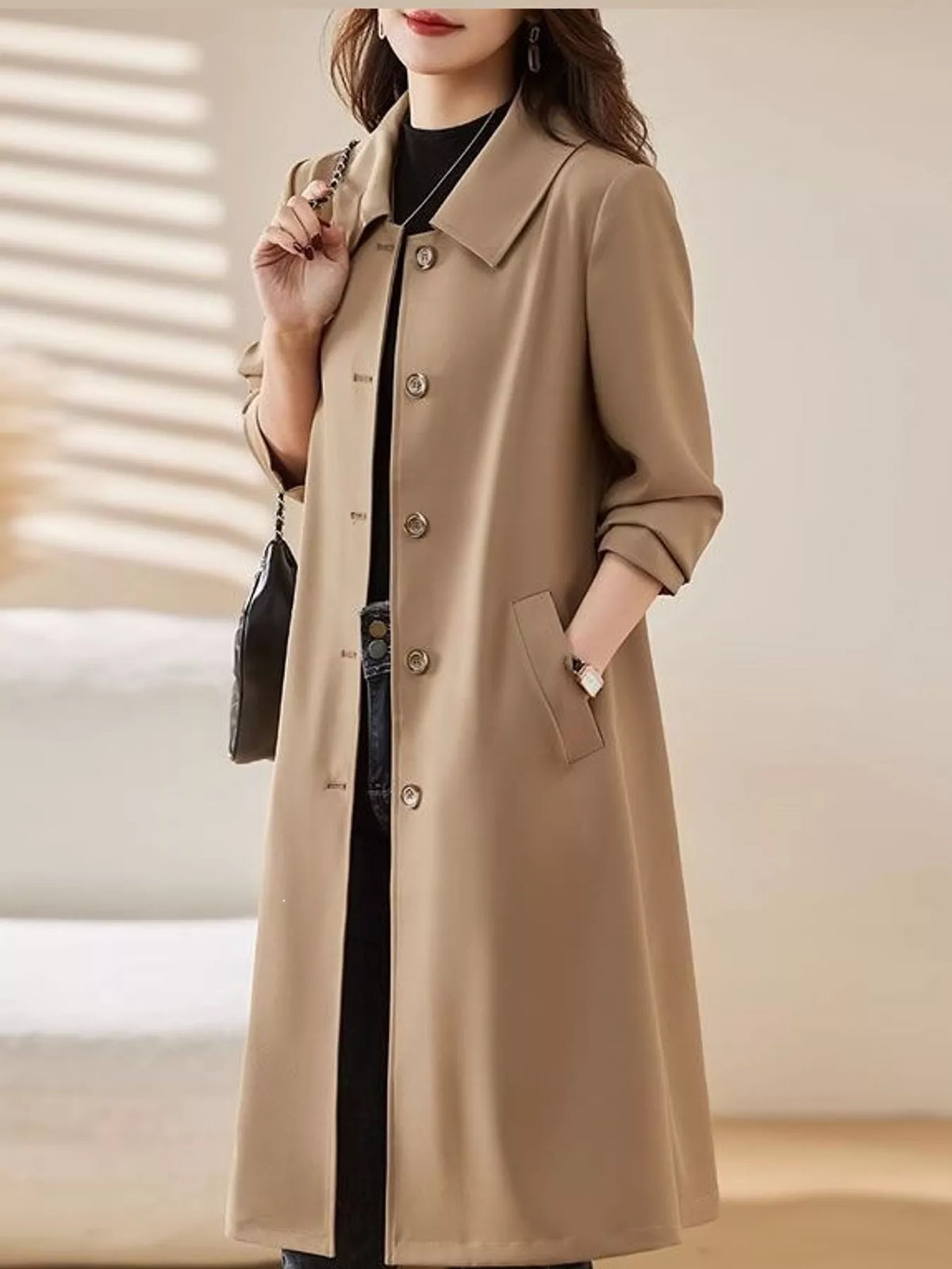 Button-Up Longline Coat — front view