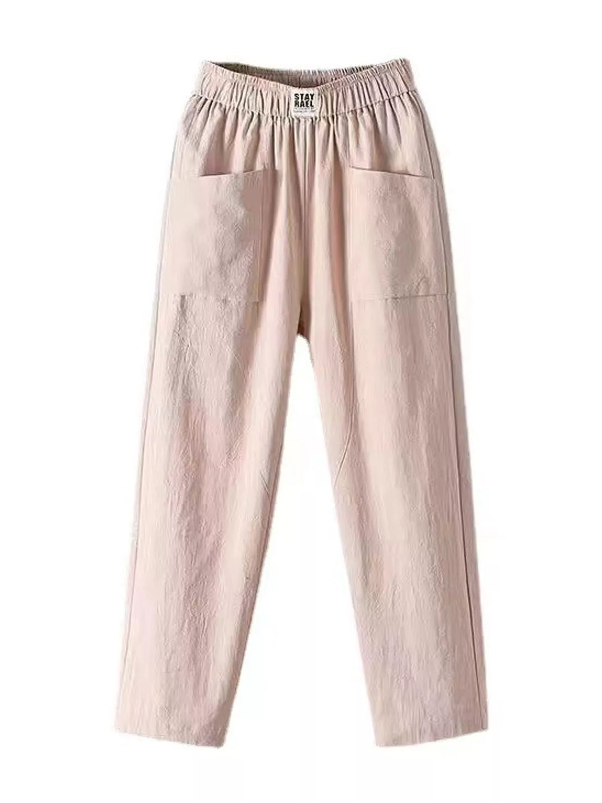 Linen-blend harem pants, beige hanging front