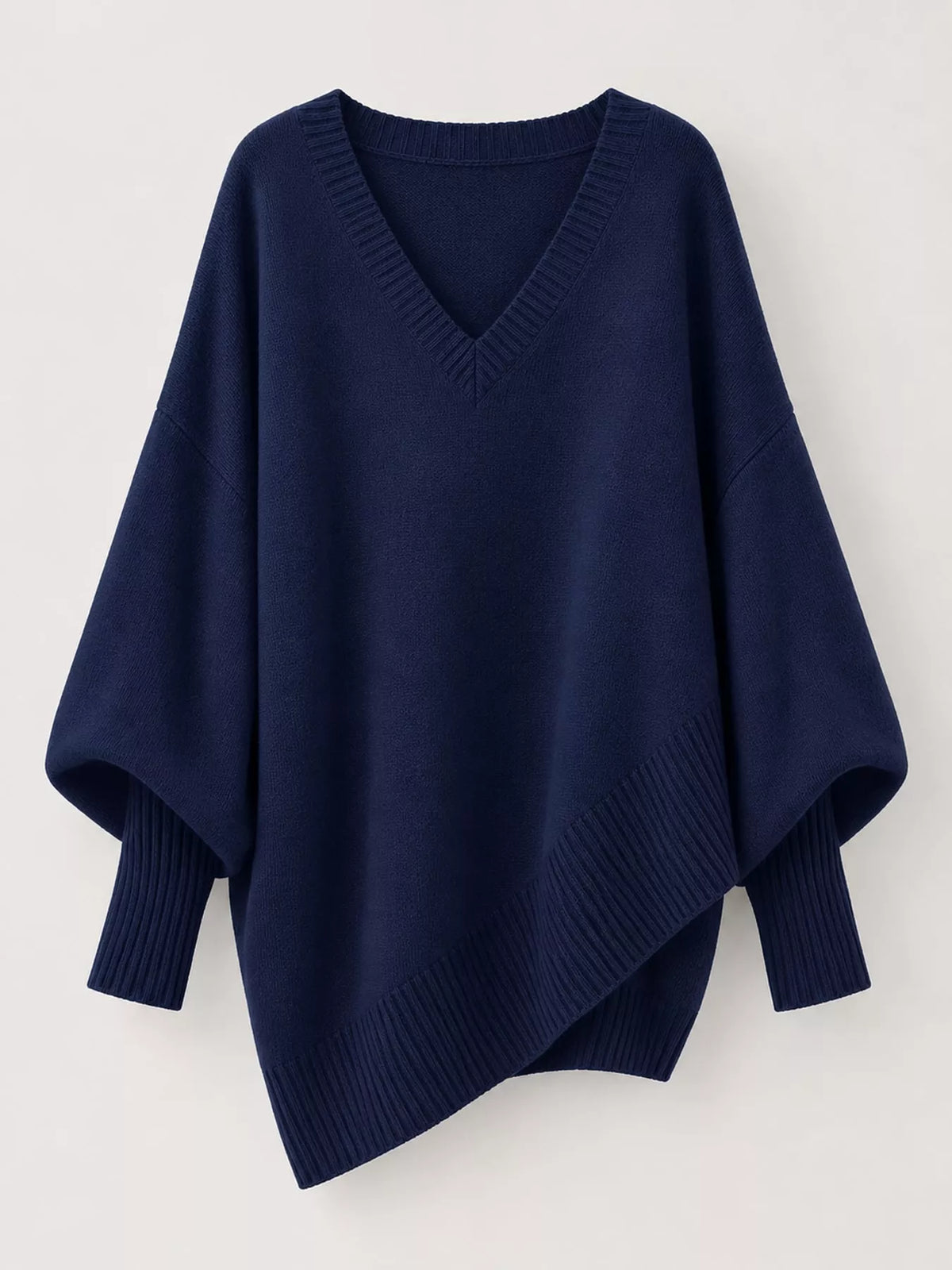 Batwing sweater, navy flat lay