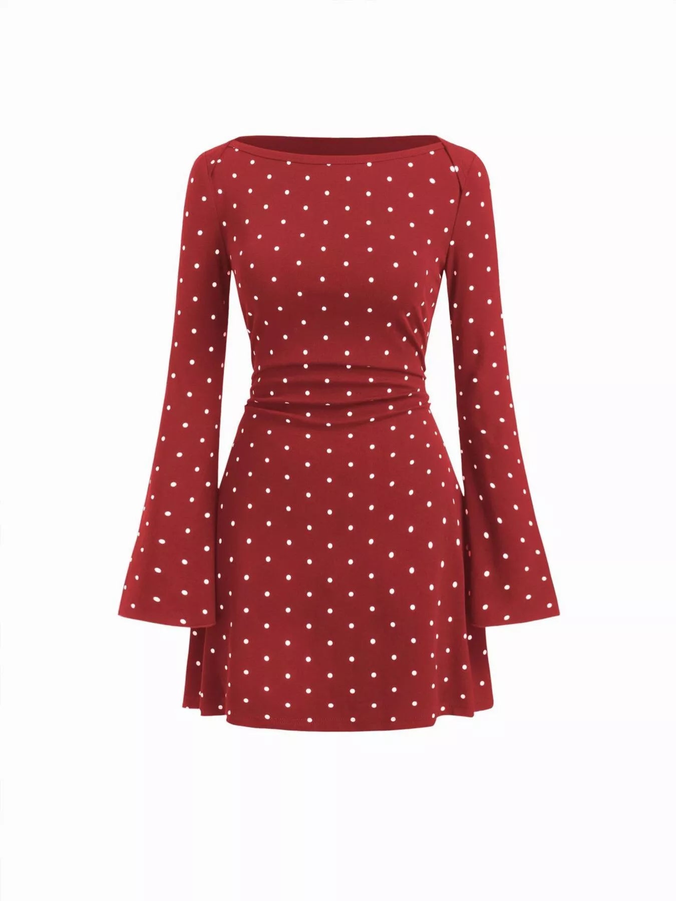 Trendsi Polka Dot Flare Sleeve Mini Dress -