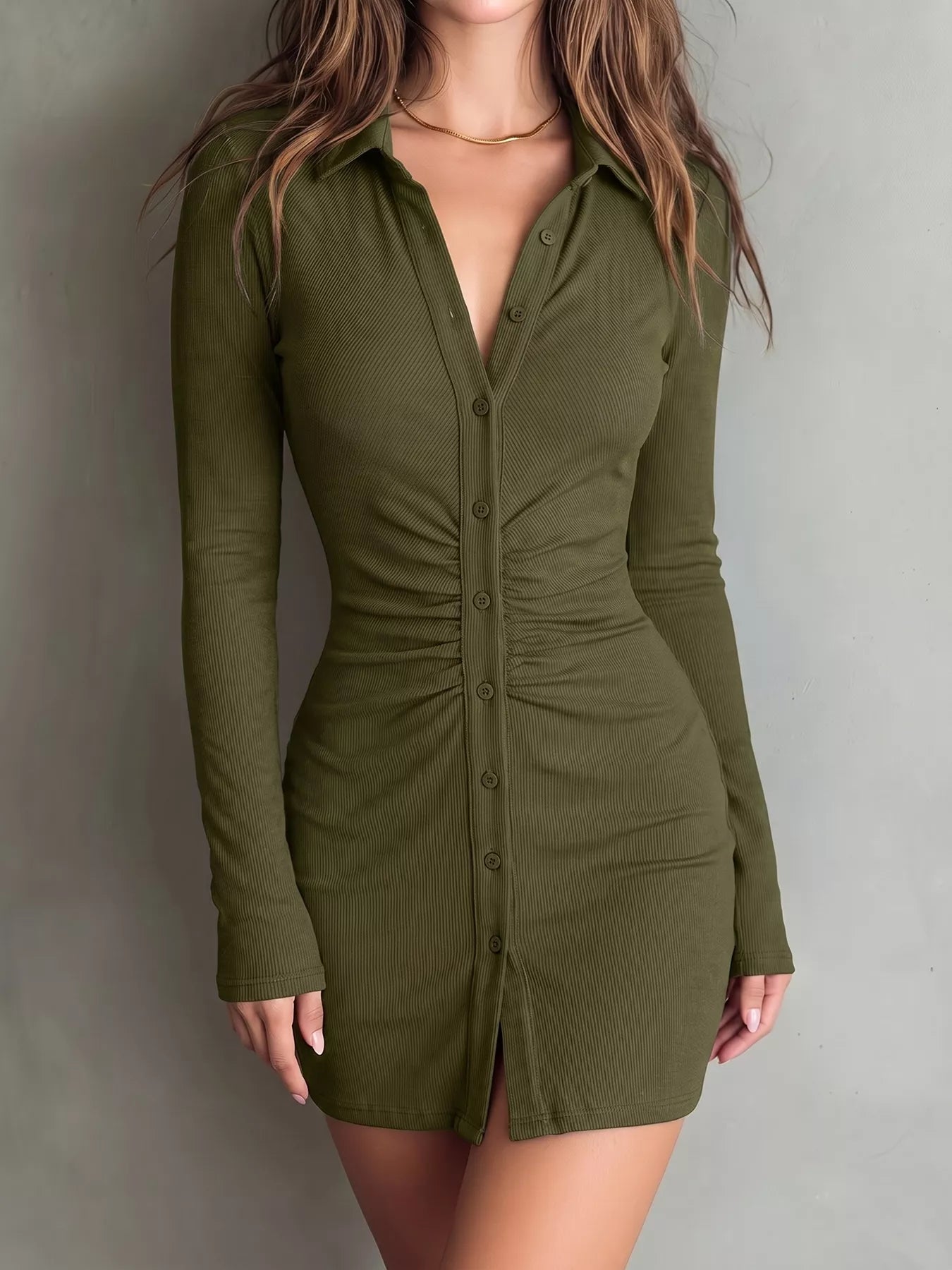 Trendsi Button-Down Bodycon Mini Dress -