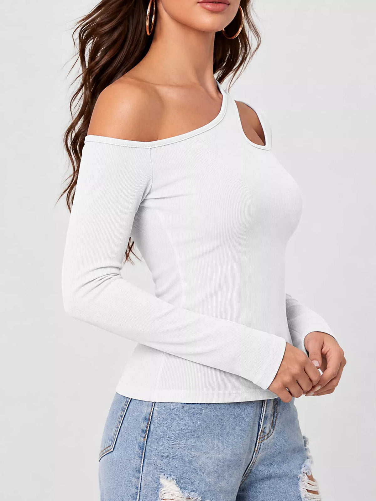 One-shoulder top, white side