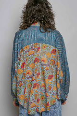 Trendsi POL Patchwork Mixed Textured Paisley Floral Stripe Long Sleeve Shirt - Shirts