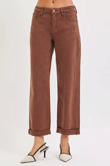 Trendsi RISEN Full Size Tummy Control Mid Rise Ankle Barrel Baggy Plus Size -