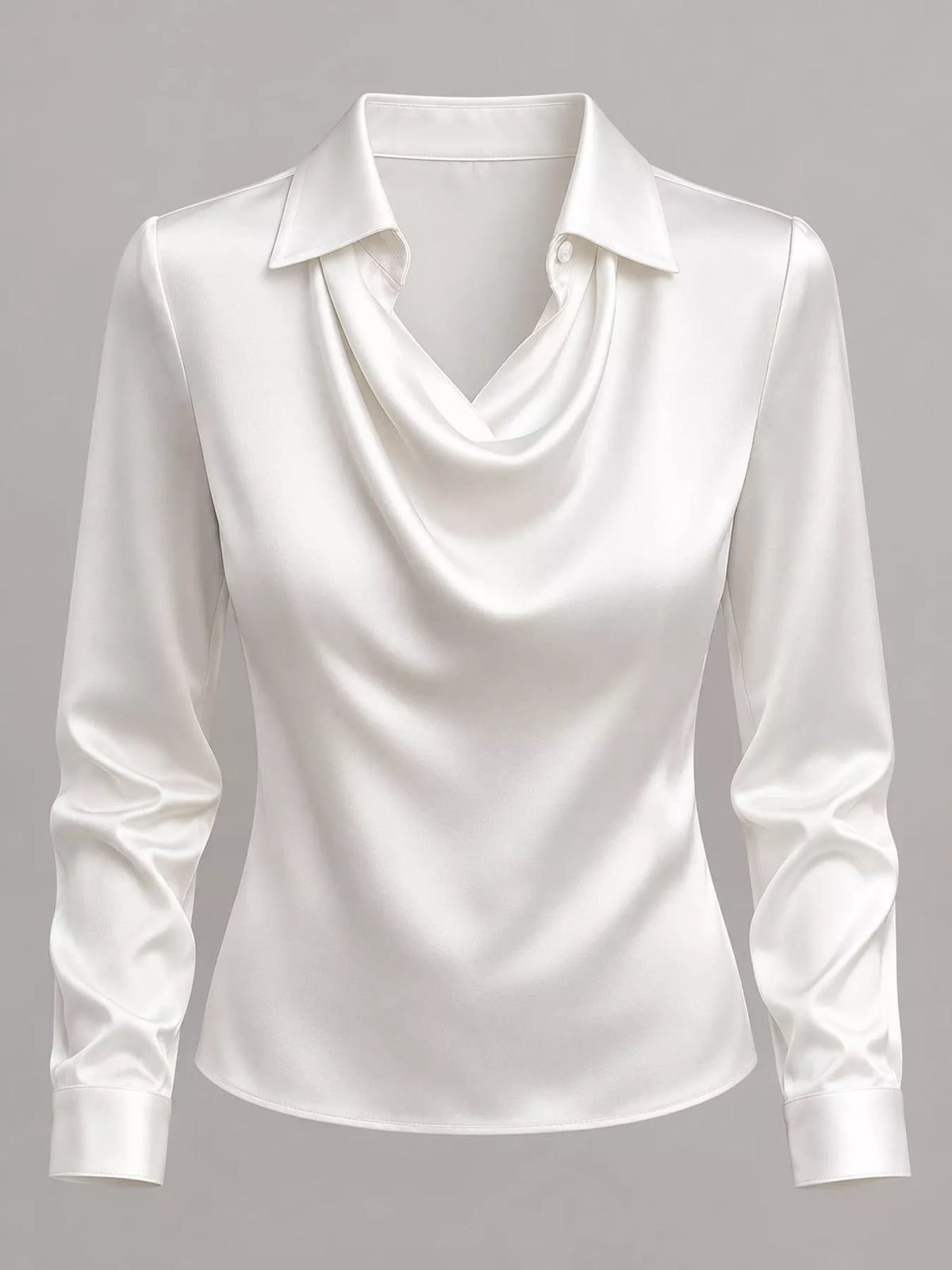 White satin cowl neck blouse