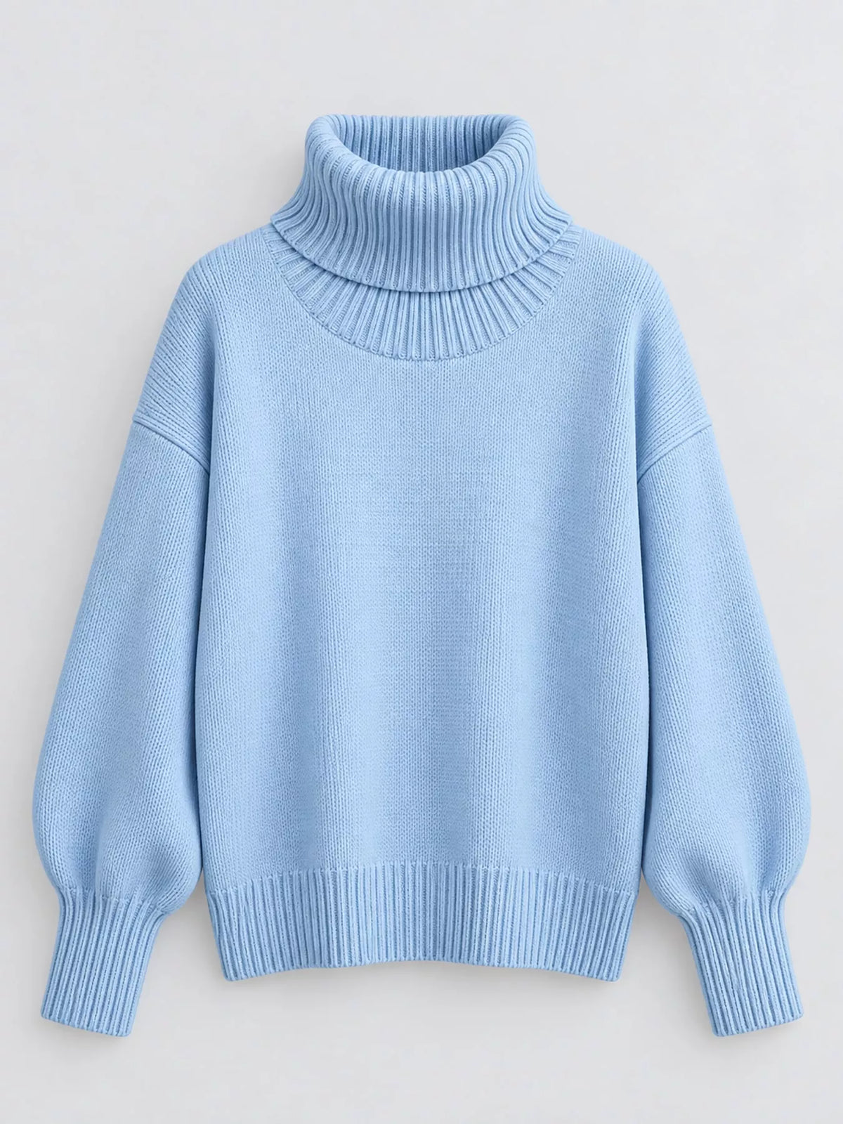 Oversized Turtleneck Drop Shoulder Sweater — garment front