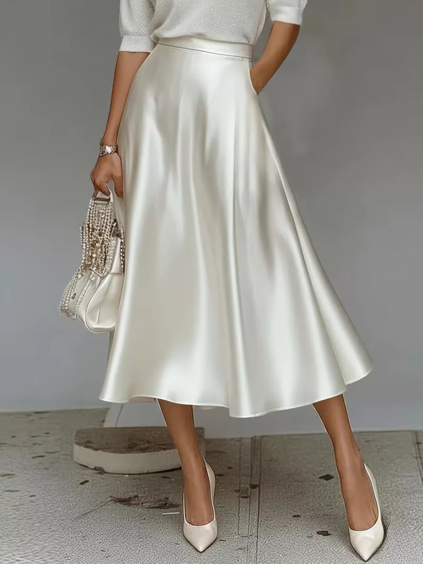 Trendsi Satin Midi Skirt -
