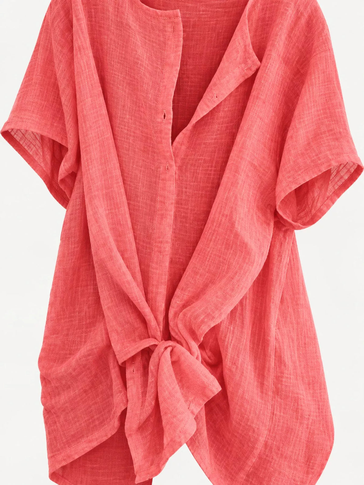 Linen-blend shirt, coral hanging front