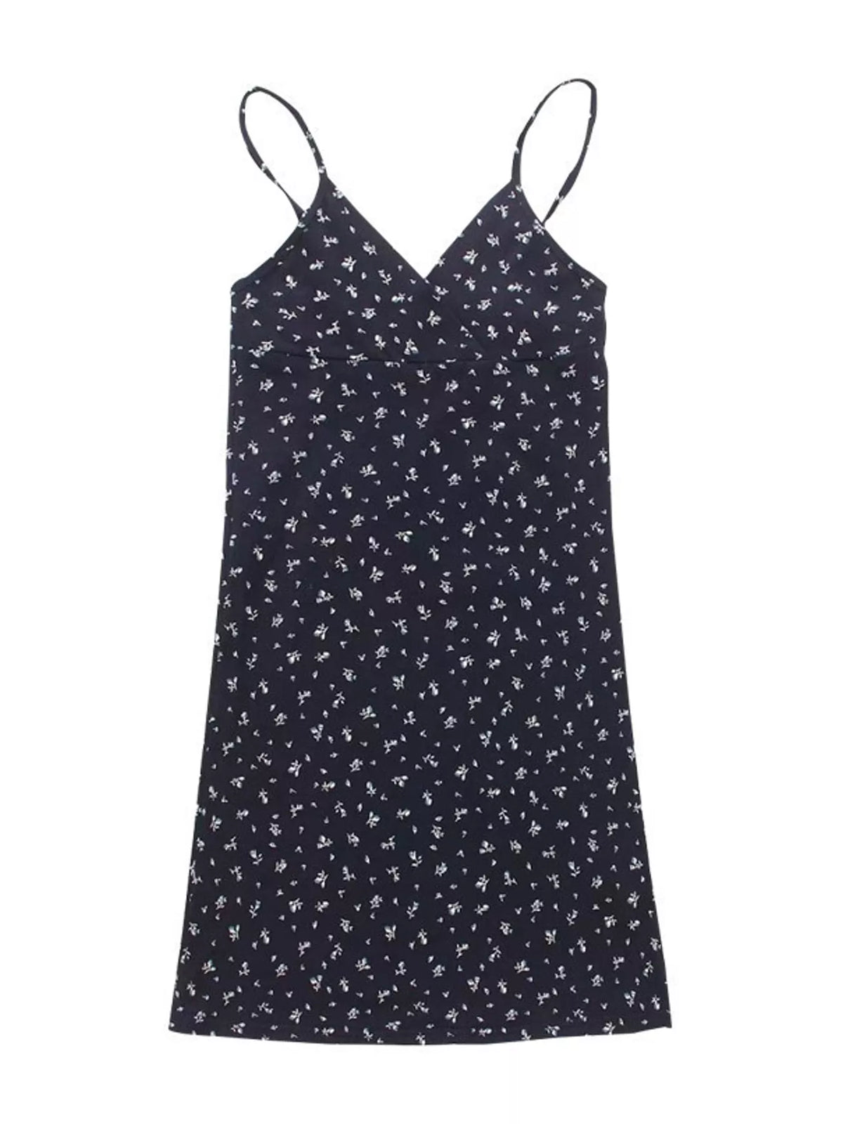 Women's Spaghetti Strap Mini Dress in black — flat lay view