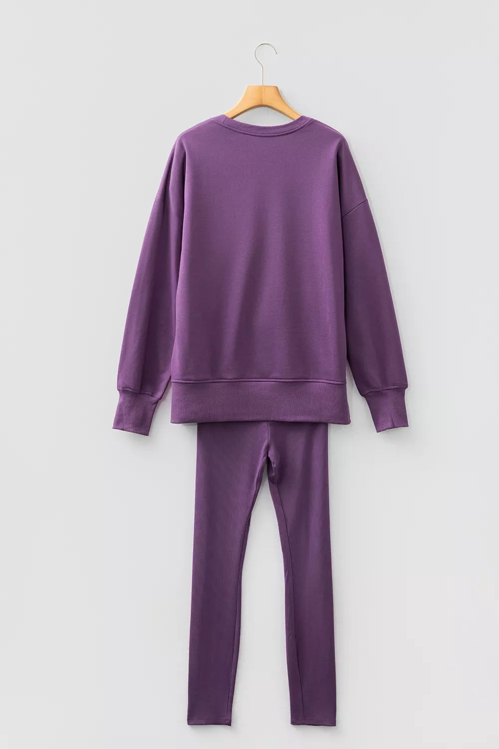 Trendsi Side Slit Long Sleeve Sweatshirt and Pants Set -