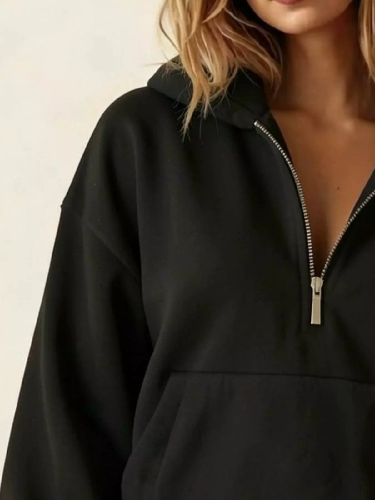 Half-Zip Fleece Sweatshirt — construction details