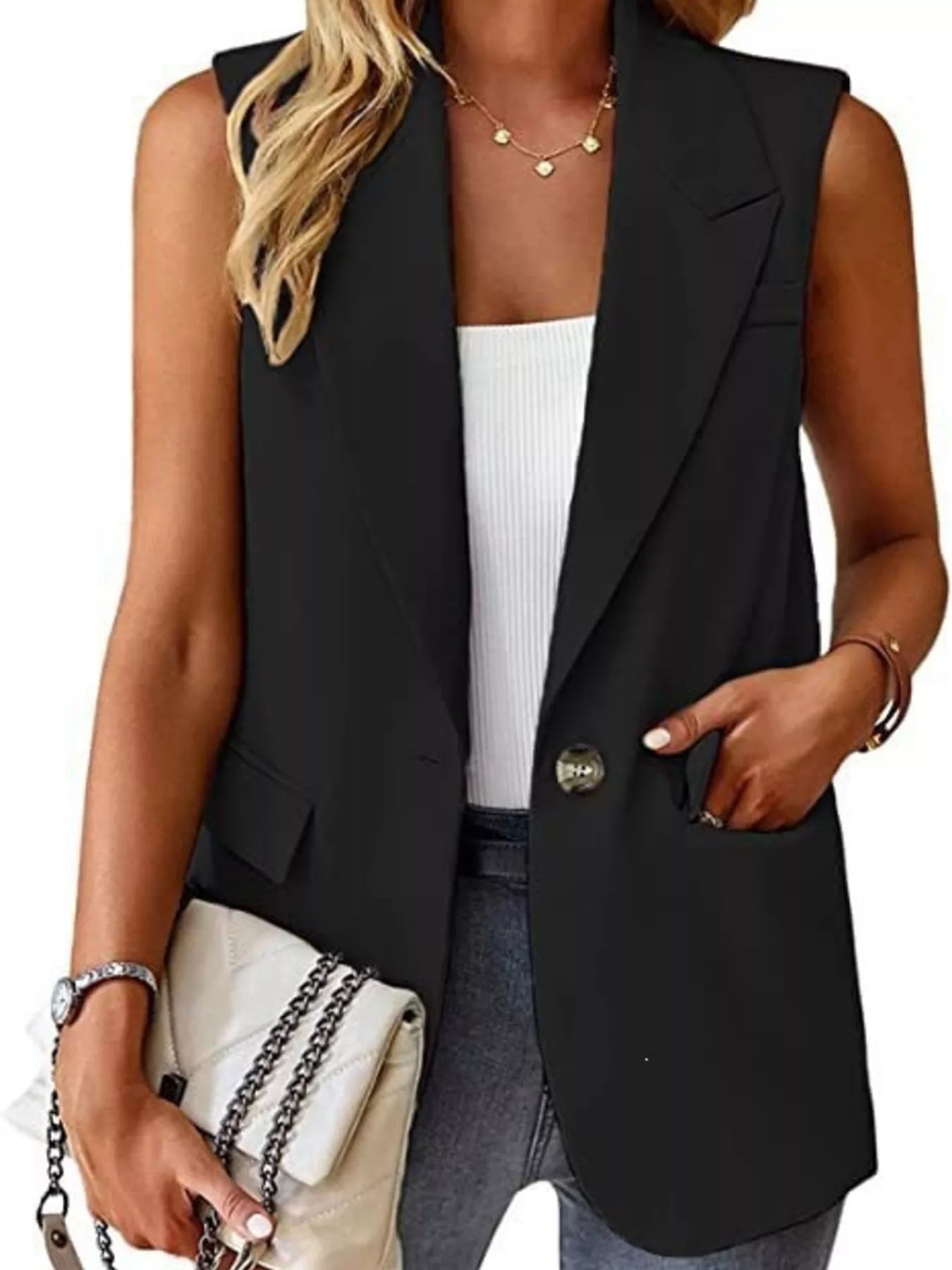 Trendsi One Button Blazer Vest -