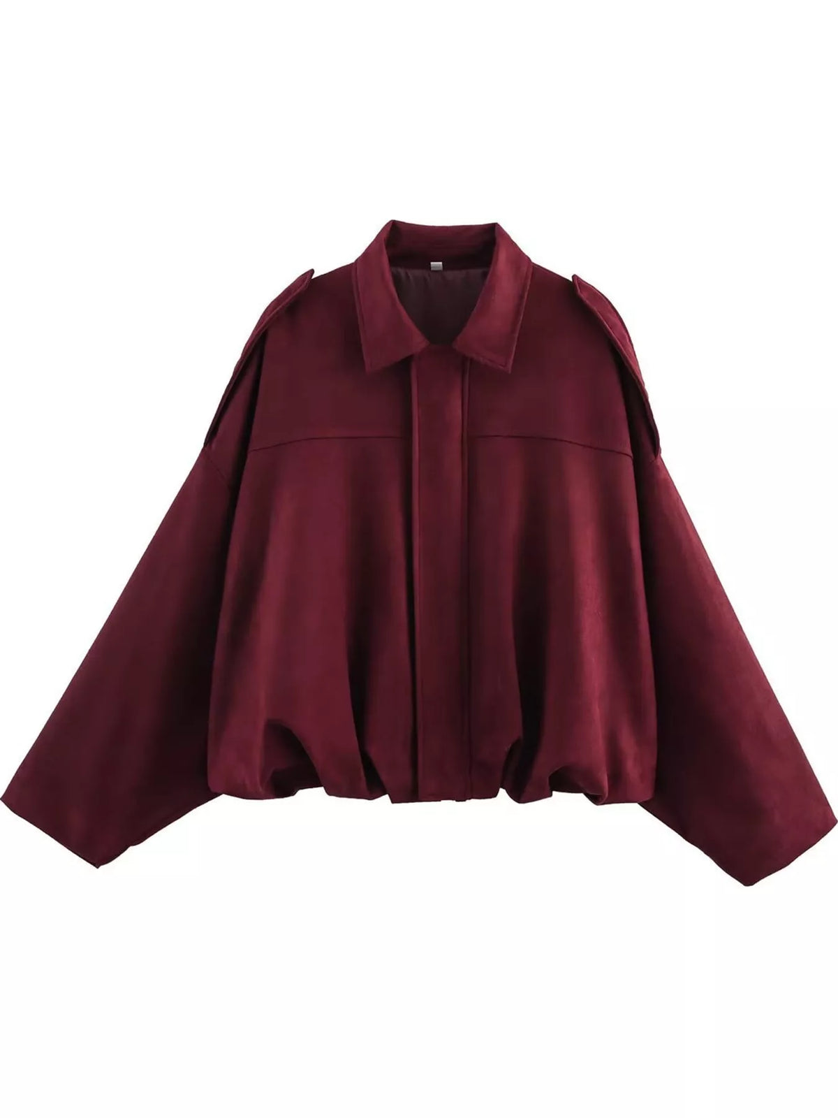 Oversized zip jacket, burgundy flat front