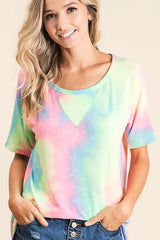 Trendsi BiBi Tie Dye French Terry Print Top -