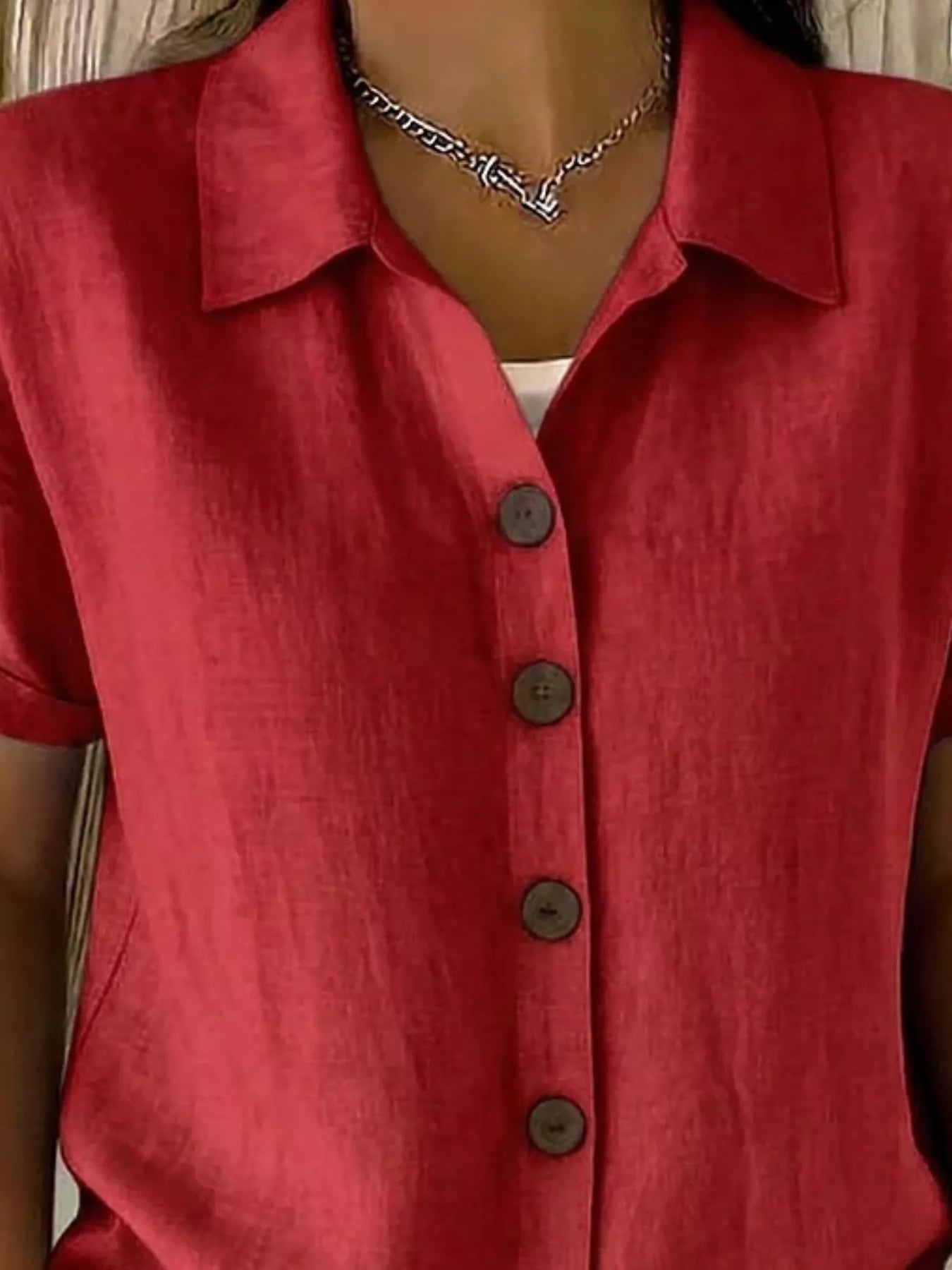 Trendsi Full Size Button-Down Short Sleeve Shirt Plus Size -