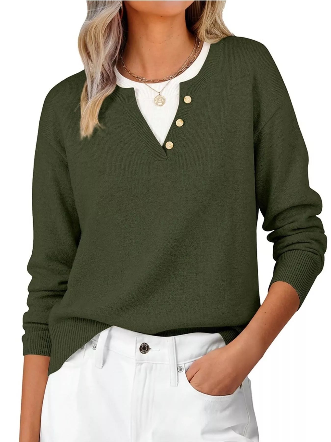 Trendsi Long Sleeve Dropped Shoulder Sweater -