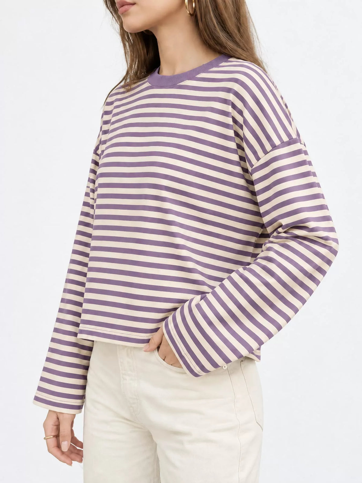 Long Sleeve Crew Neck T-Shirt — side view