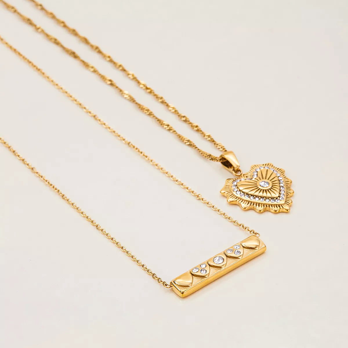 Trendsi 18K Gold-Plated Zircon Pendant Necklace -