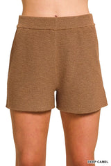 Trendsi Zenana Round Neck Knit Top and Shorts Sweater Set -