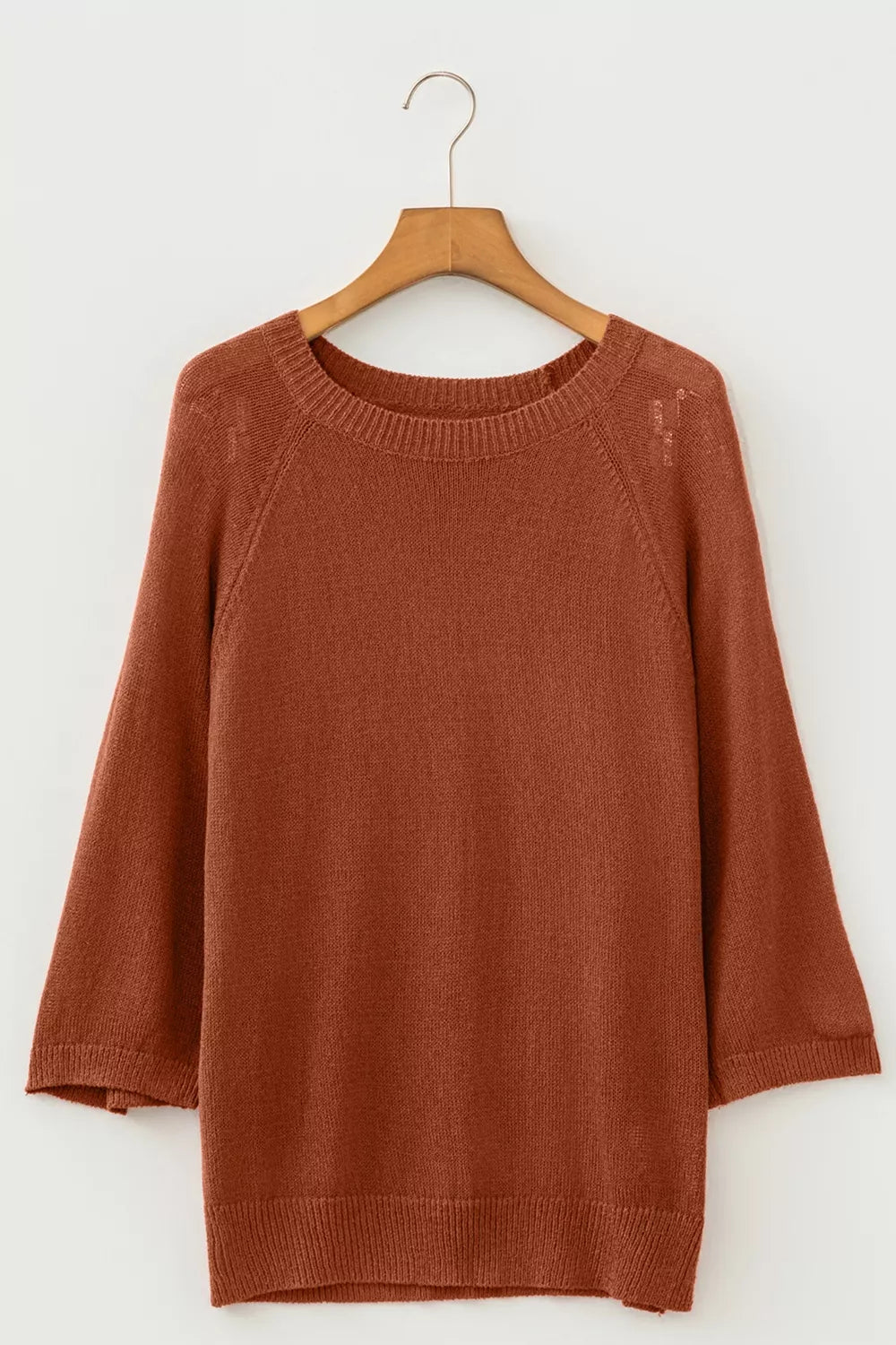 Trendsi Ribbed Knit Round Neck Short Sleeve Sweater -