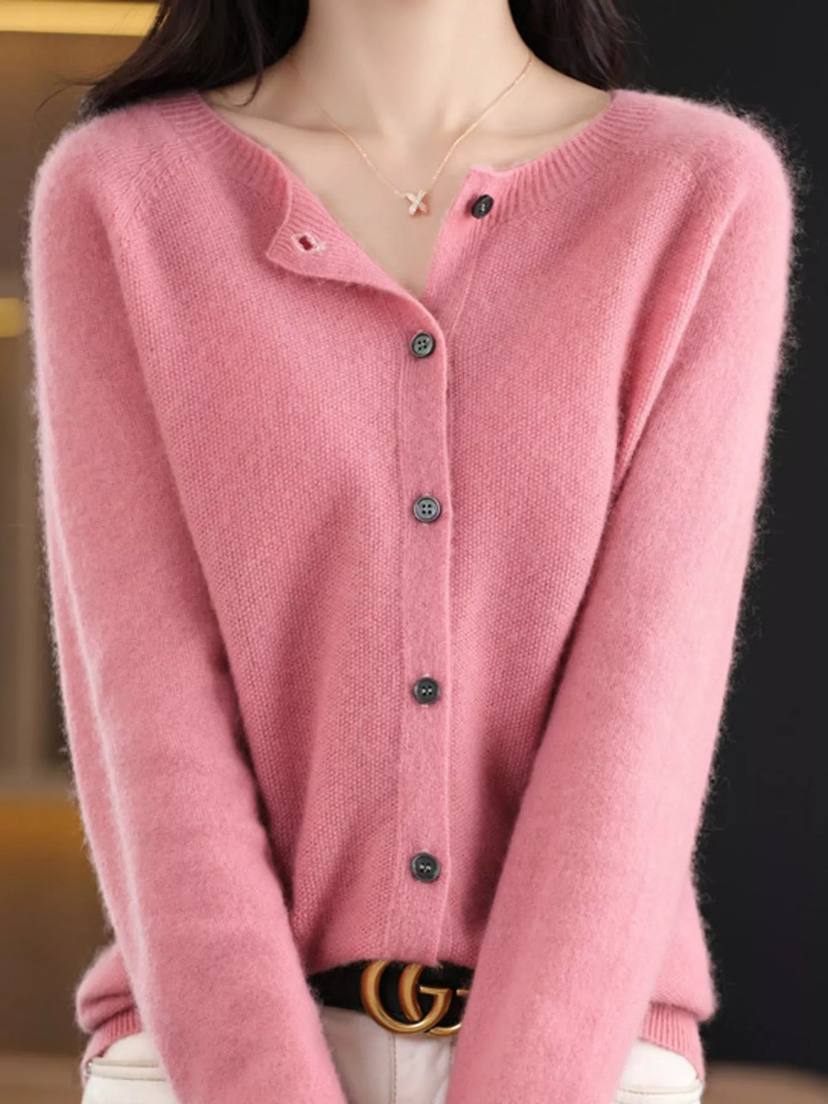 Ribbed cardigan, pink front