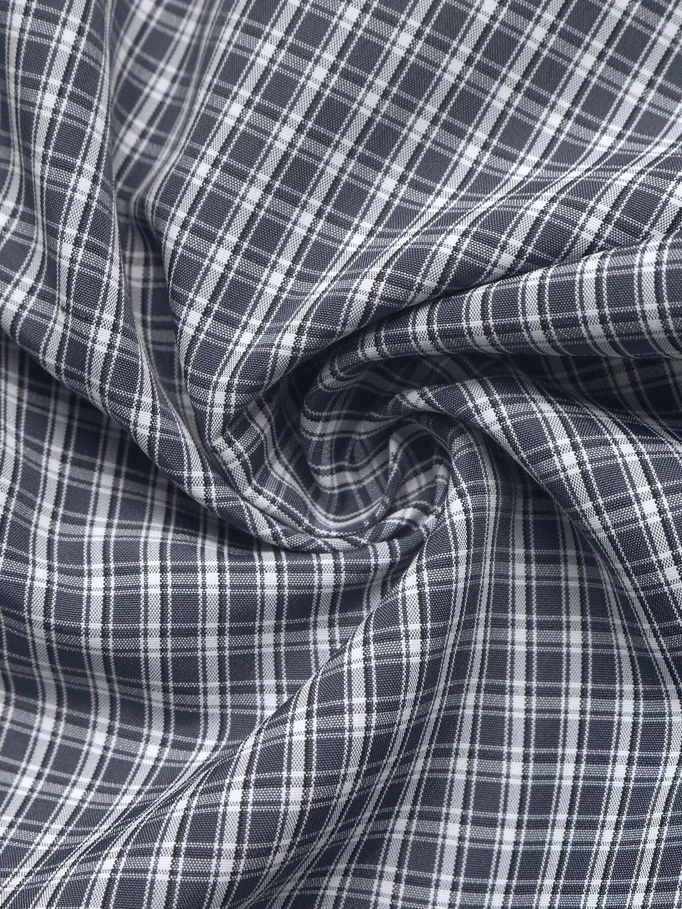 Trendsi Gingham Button Up Shirt with Tie-Sleeve Detail -
