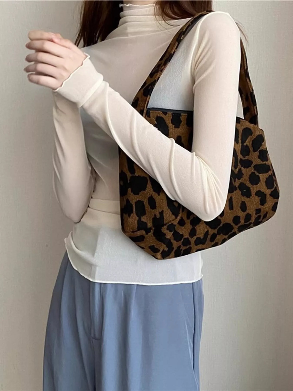 Cream sheer turtleneck mesh t-shirt