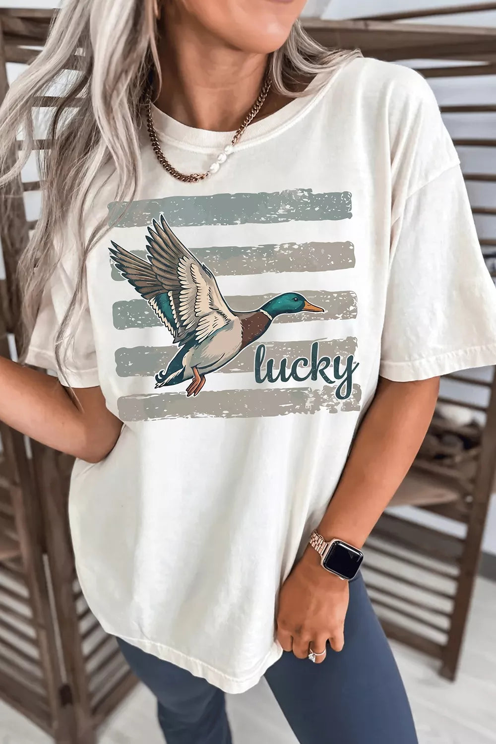 Mallard Striped Short Sleeve T-Shirt, front view