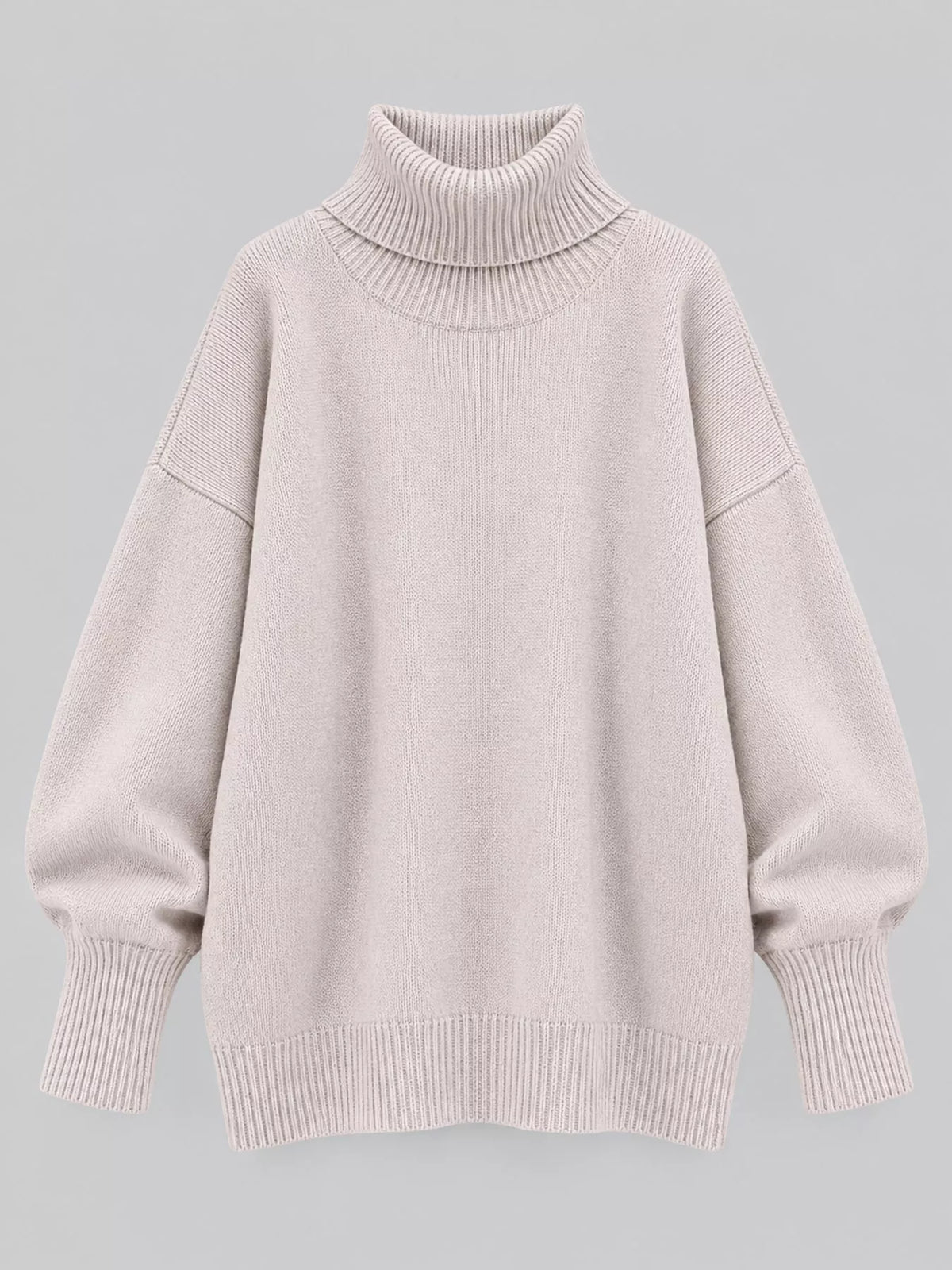 Oversized Turtleneck Drop Shoulder Sweater — garment front