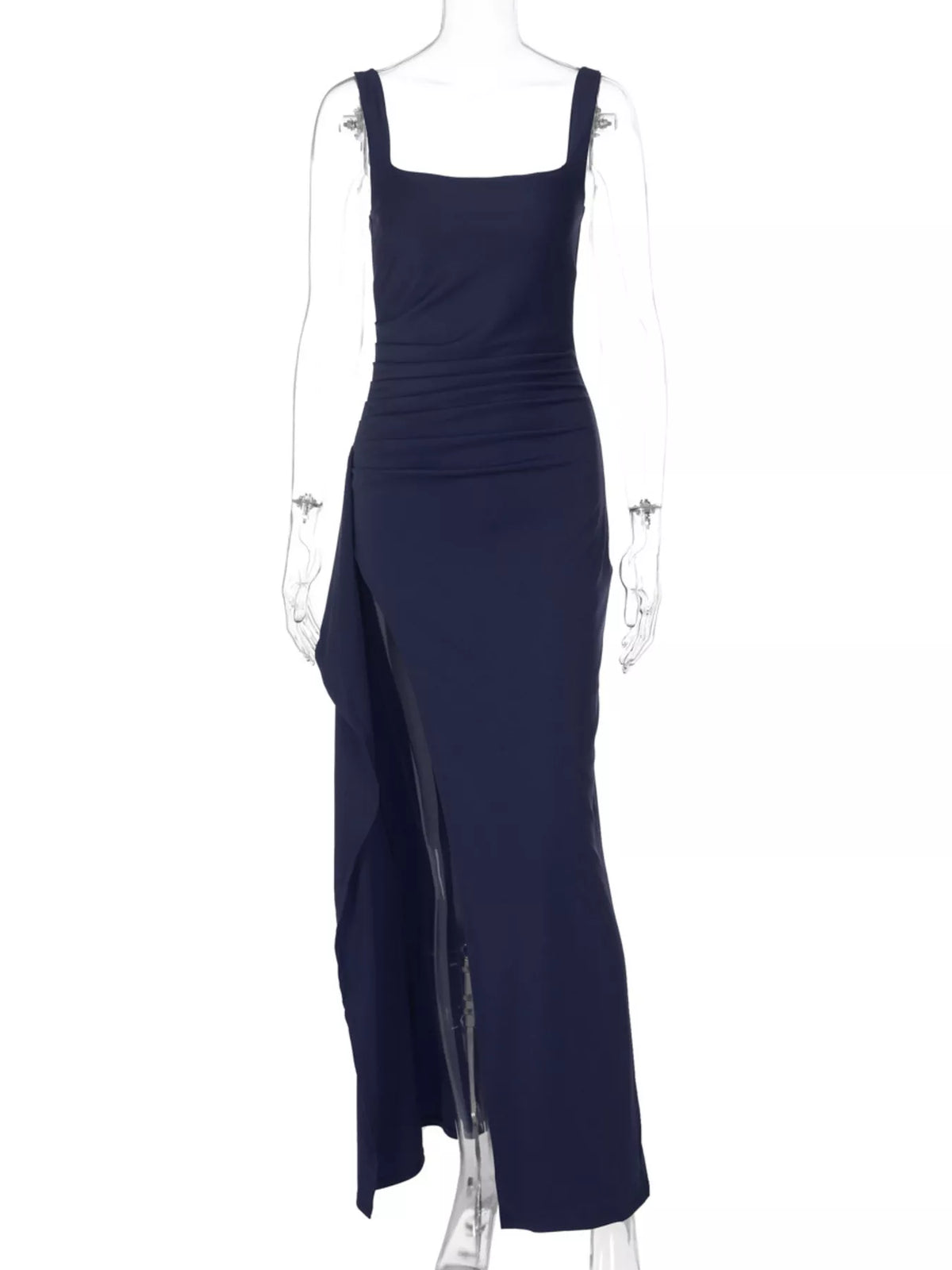 Navy slit square neck maxi dress