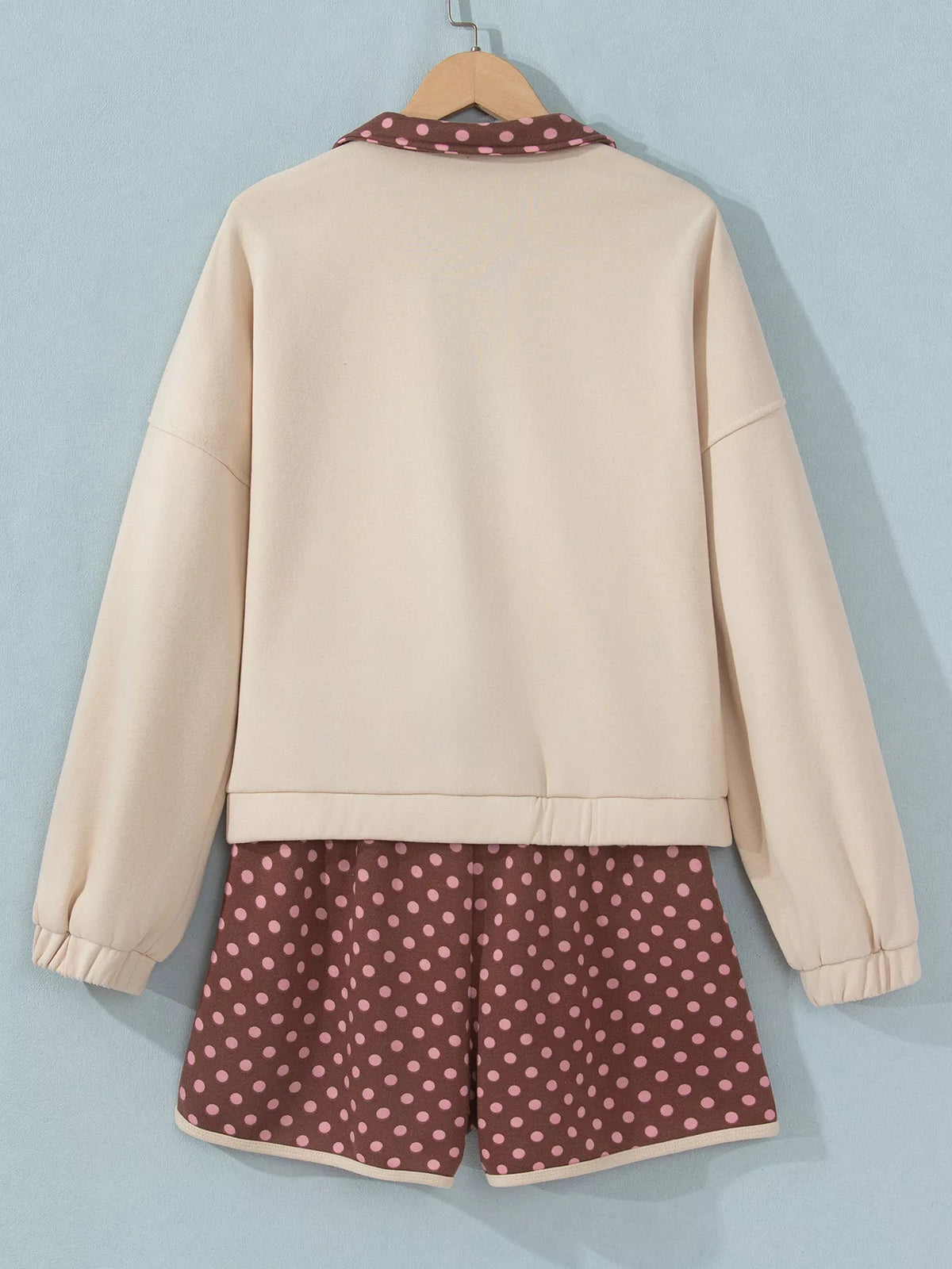 Polka-dot top and shorts set, polka dot set hanging back