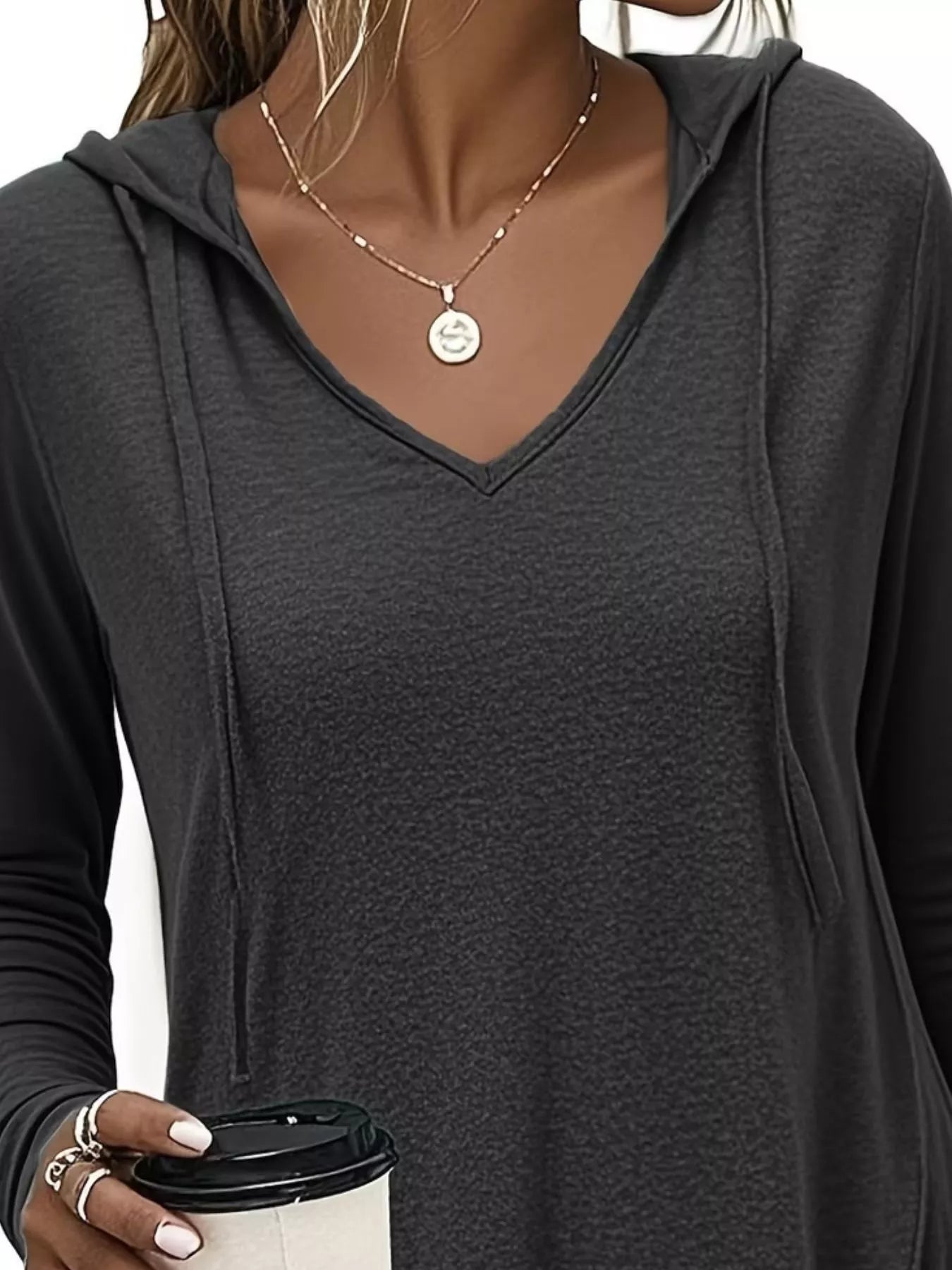Trendsi Full Size Drawstring Long Sleeve Hooded Top Plus Size -