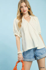 Trendsi Umgee Cotton Gauze Ruffle Top -