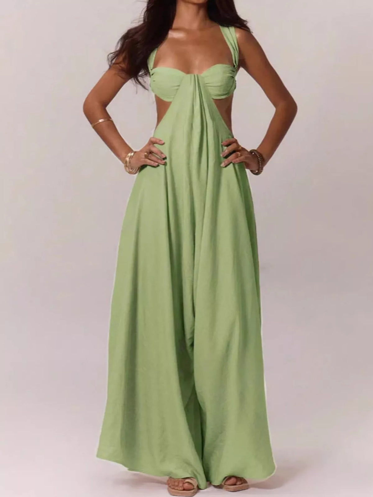 Cutout jumpsuit, green front