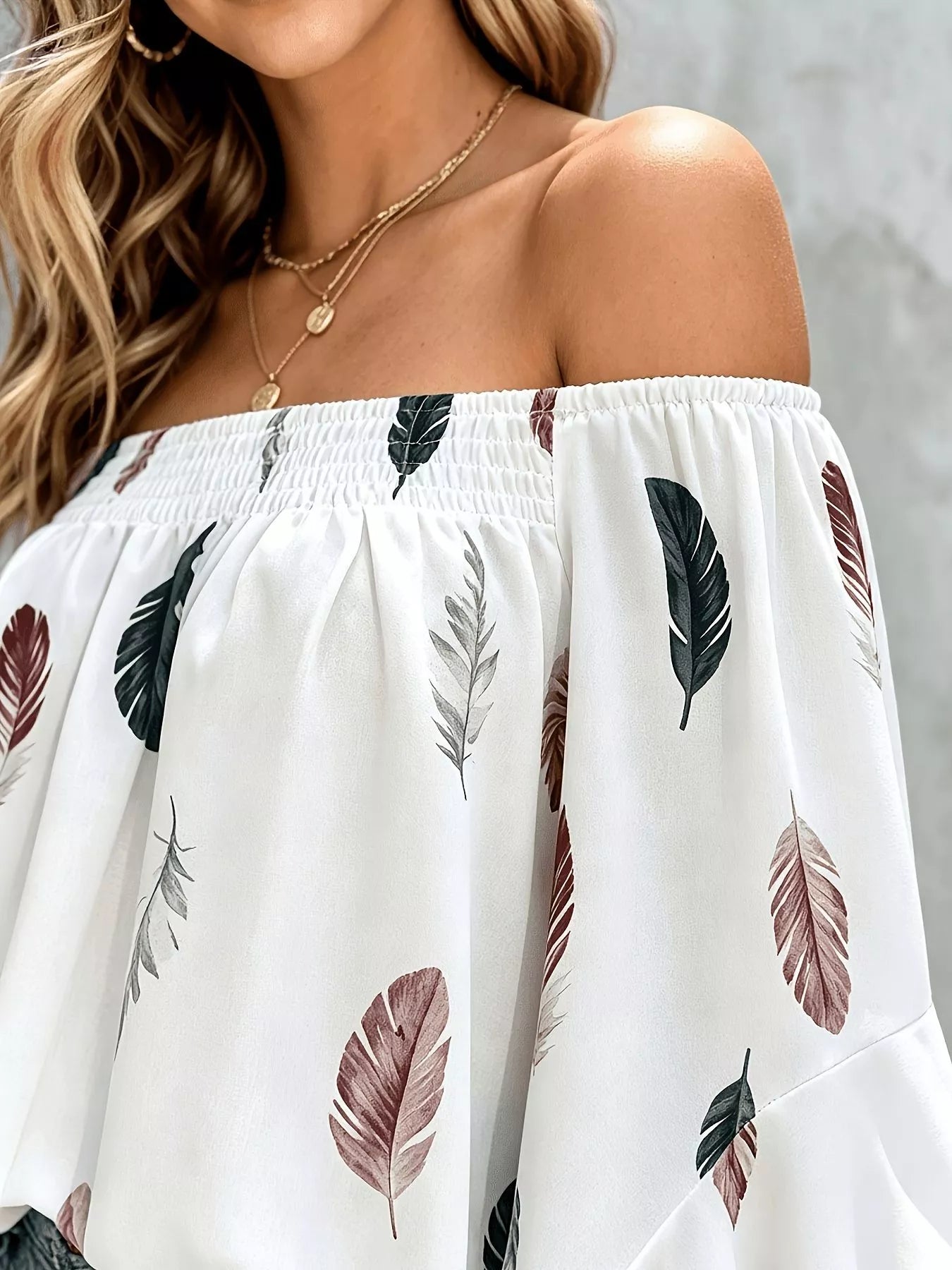 Trendsi Printed Off Shoulder Blouse -