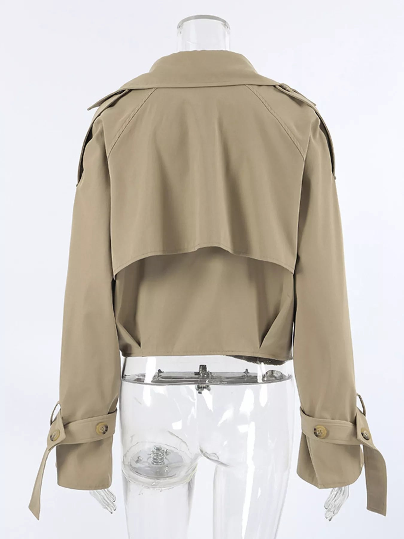 Trendsi Wide Lapel Cropped Trench Coat -