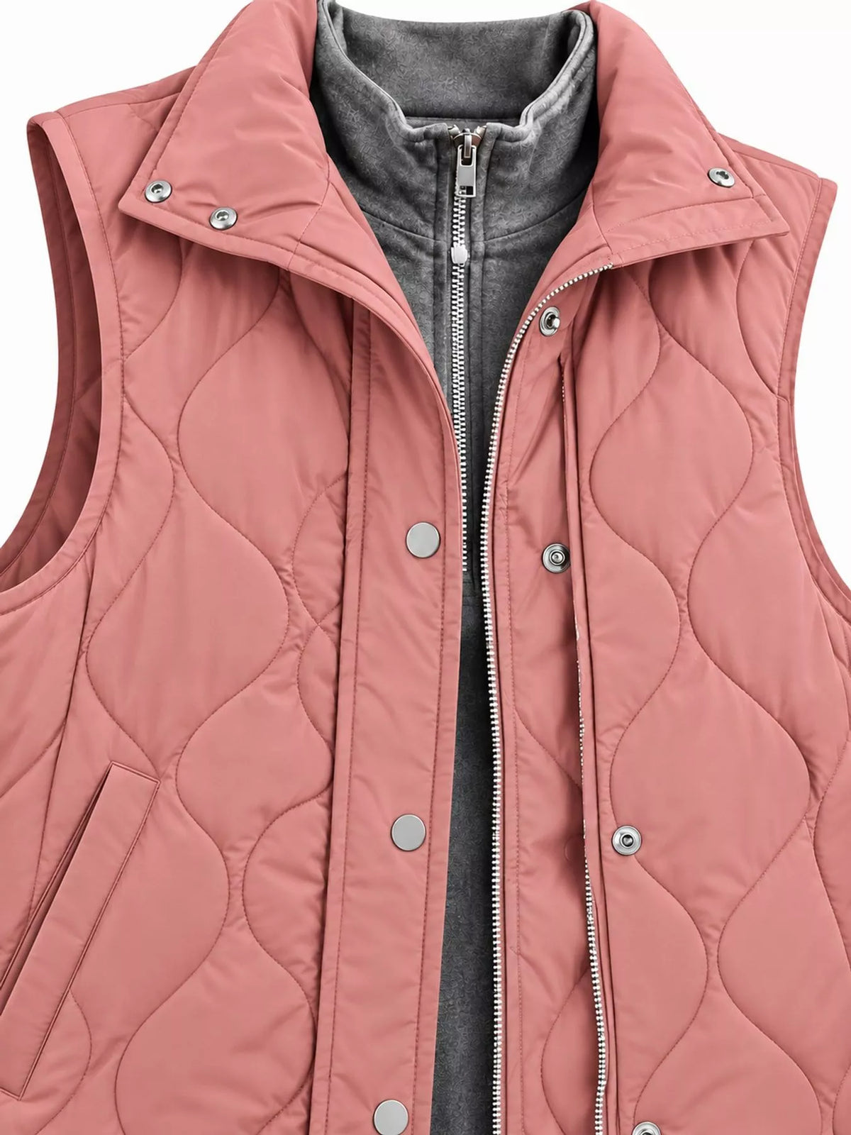 Quilted Snap-Front Vest — garment construction details