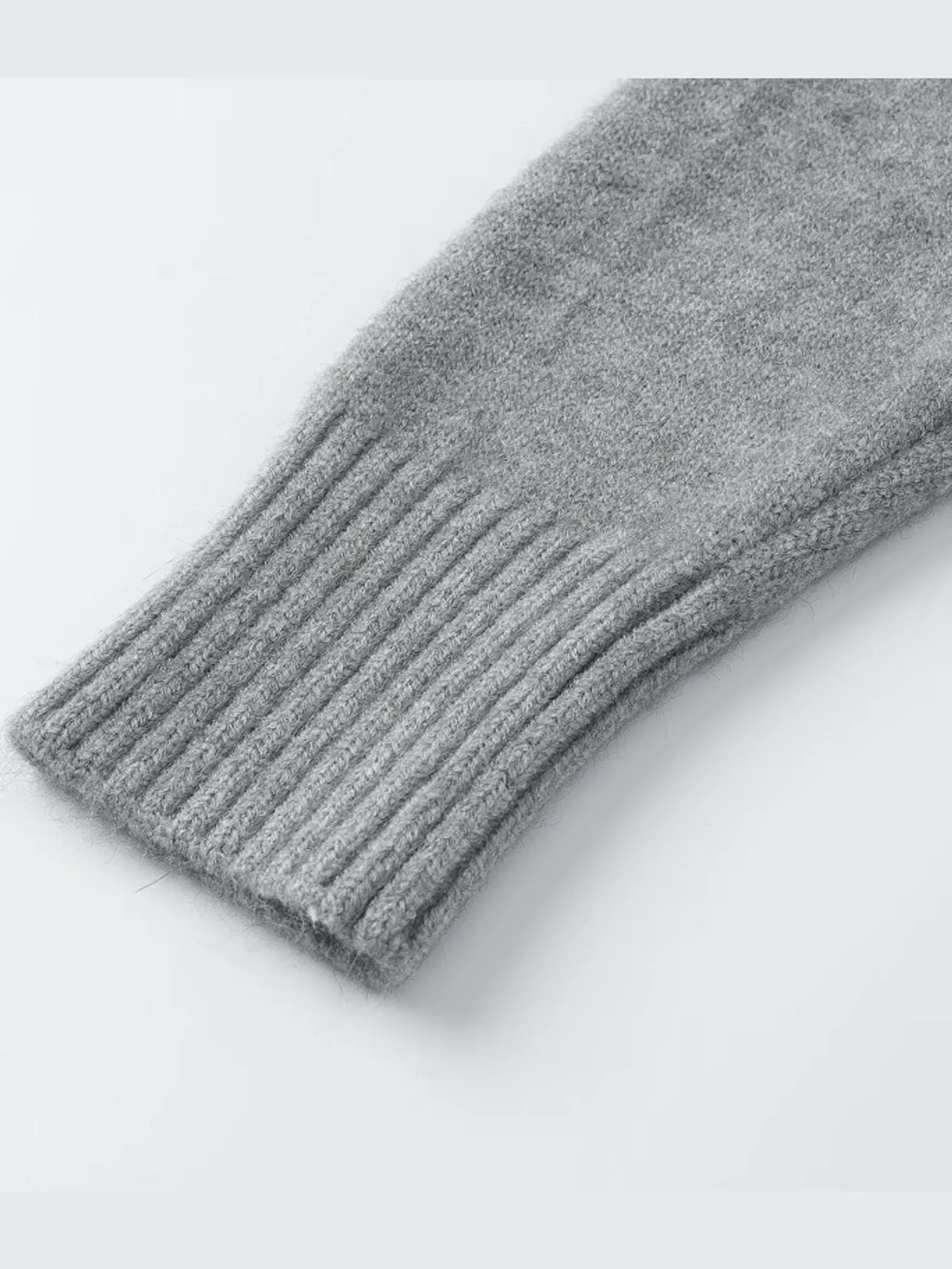 Gray turtleneck zip-up cardigan