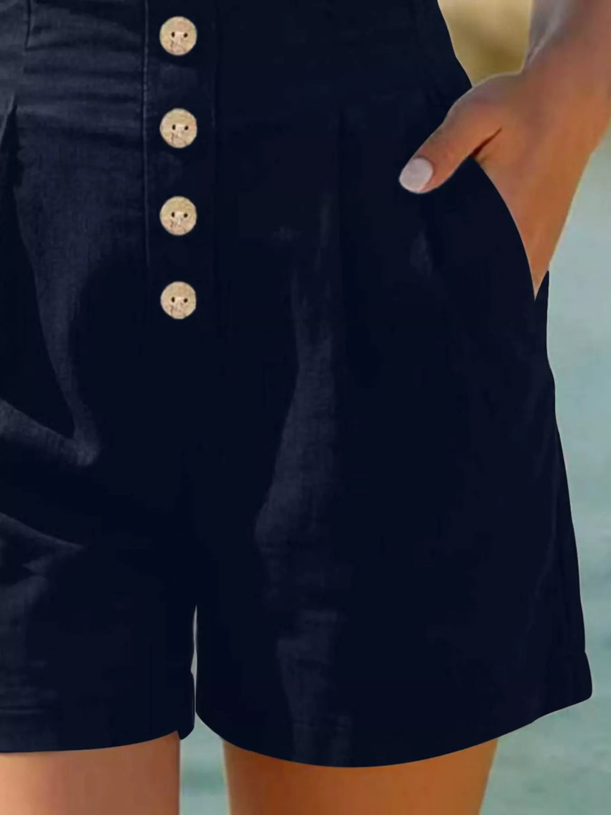 Trendsi Button Fly High Waist Shorts -