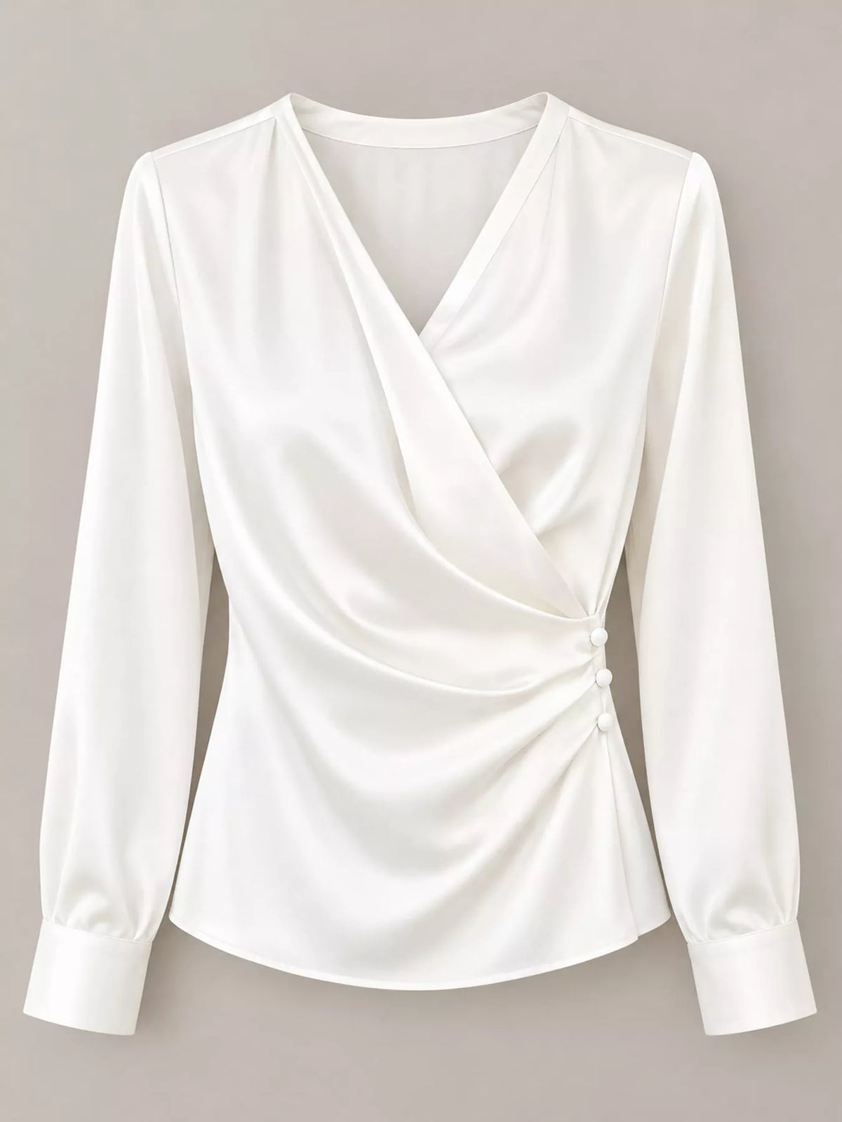 Surplice blouse, ivory hanging front