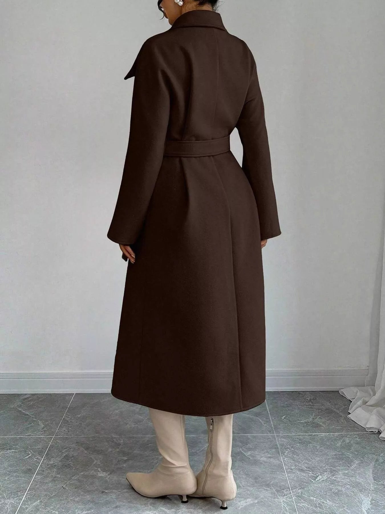 Trendsi Double-Breasted Longline Coat -
