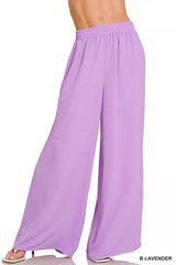 Trendsi Zenana Woven Airflow Twisted Top & Wide Leg Pants Set -
