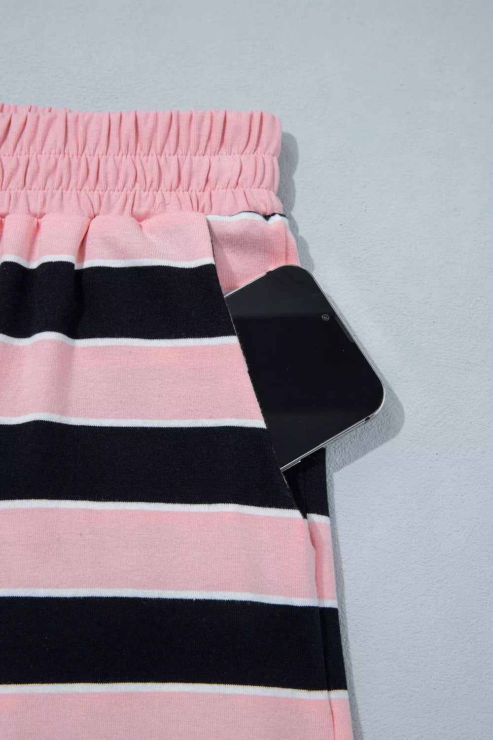 Pink Stripe stripe loose tee and pants two piece set