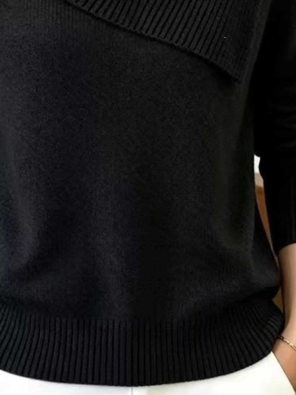 Trendsi Full Size Asymmetric Ribbed Collar Sweater Plus Size -