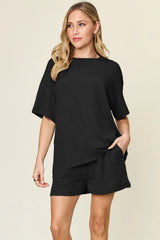 Trendsi Double Take Basic style Round Neck Solid Set -