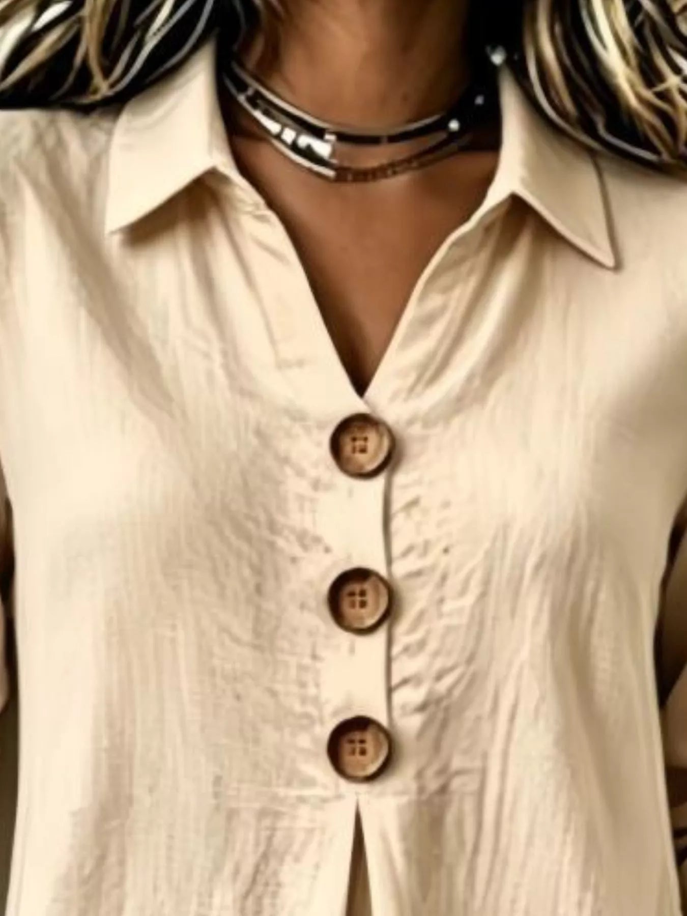 Trendsi Full Size Button Detail Long Sleeve Blouse Plus Size -