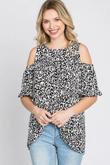 Trendsi Heimish Full Size Leopard Round Neck Cold Shoulder T-Shirt Plus Size - Shirts