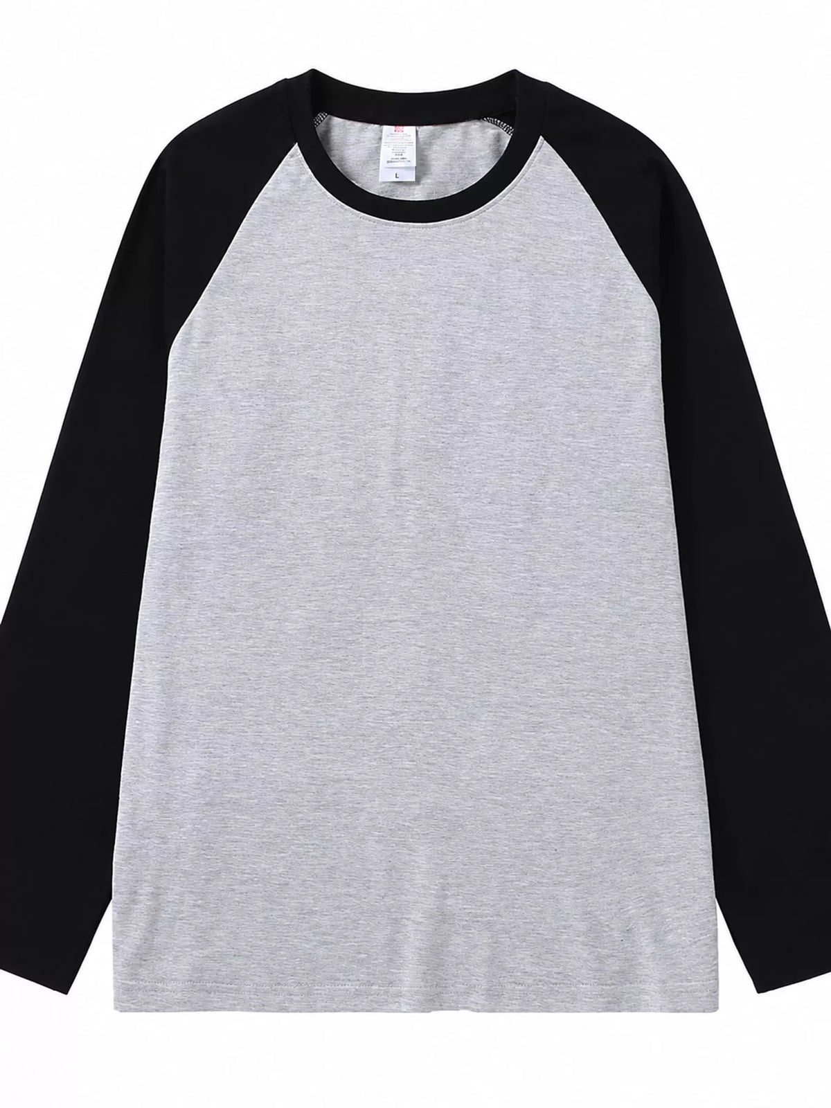 Gray And Black - Black Sleeves contrast raglan long sleeve t-shirt