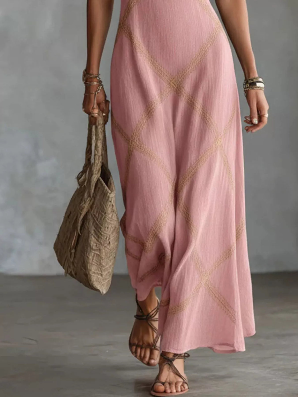 Dusty Pink Square Neck Maxi Dress alternate view