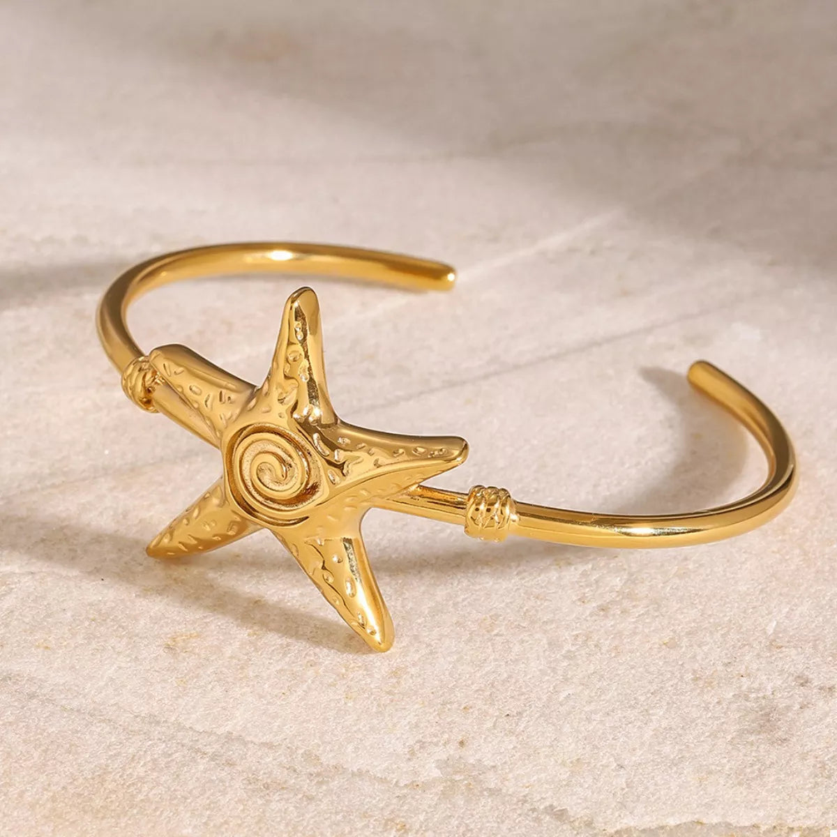 Trendsi 18K Gold-Plated Starfish Open Bracelet -